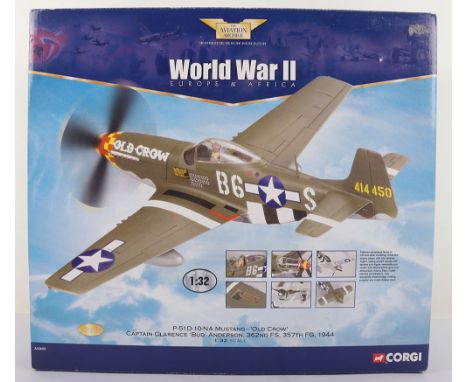 Corgi Aviation  P-51D-10-NA Mustang ‘Old Crow’, Captain Clarence Bud Anderson, 362nd FS 357th FG 1944 ,AA34402,  1:32 scale, 