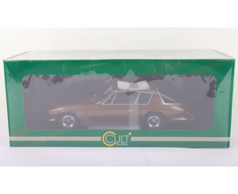 Cult Scale Models Jensen Interceptor Series 1, brown metallic diecast body, 1:18 scale, No CML003-3, in mint condition, windo