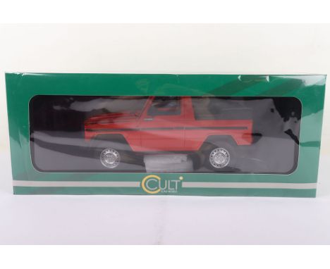 Cult Scale Models Mercedes-Benz G-Class Cabriolet W460, red diecast body, 1:18 scale, No. CML125-1, in mint condition, window