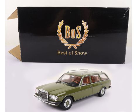 Best of Show Mercedes W123 200T 1:18 Scale Model, Nr: BOS008, olive green resin body, in near mint pre-owned condition,with w
