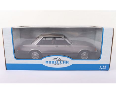 Model Car Group Ford Granada Mk II 2.8 Ghia, dark grey metallic diecast body,1:18 scale MCG18264,  in mint condition, with wi