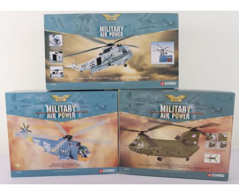 Corgi The Aviation Military Air Power Three Helicopters, AA34201 Boeing Vertol CH-47C Chinook Germany 1975, AA33402 Sikorsky 