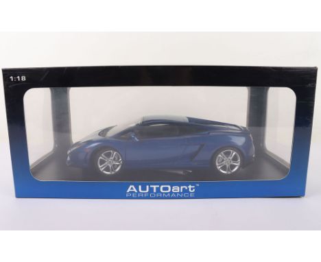 Autoart Performance Lamborghini Gallardo, 1:18 Scale, Monterey blue diecast body, in mint pre owned condition, has been on di