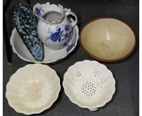 JUG & BASIN, POTTERY BOWL DISH & DRAINER DISH 
