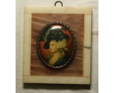 MARBLE MOUNTED PORTRAIT MINIATURE  