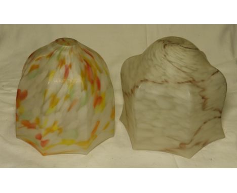 2 DECO GLASS LIGHT SHADES 