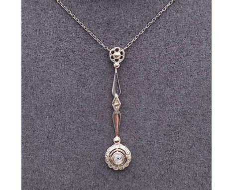  Vintage Collier mit einem Diamant   Material: 585 Weißgold, Platin, Kette Metall Diamanten: 1 Diamant ca. 0,06 ct VS, G - H 