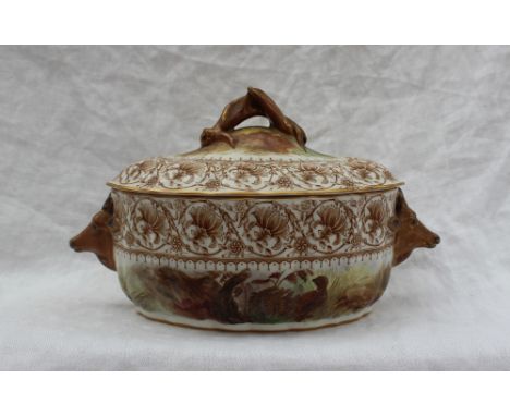 A Royal Worcester Vitreous pottery part Game bird part dessert set, Rd.No. 140006, transfer and infil decorated with various 