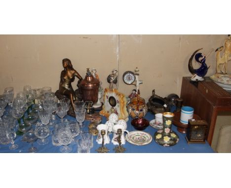 A large lot including a boxed set of six Bohemia crystal gilt decorated wine glasses, together with a large quantity of drink