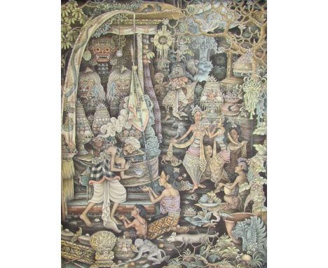 M DanaA Balinese sceneA painted panel67 x 53cmTogether with others similar, Michael Jackson images and other pictures