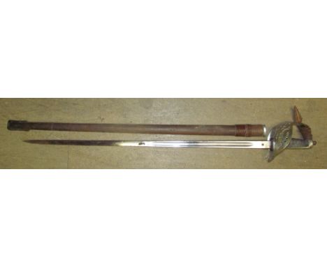 A George V Sidney Heath of Swansea dress sword, in a leather scabbard