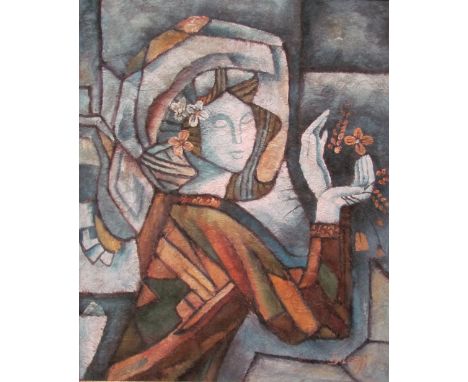 B LongHead and shoulderOil on canvasTogether with framed cigarette cards, framed sailor's knots, a print, atlas, moth and but