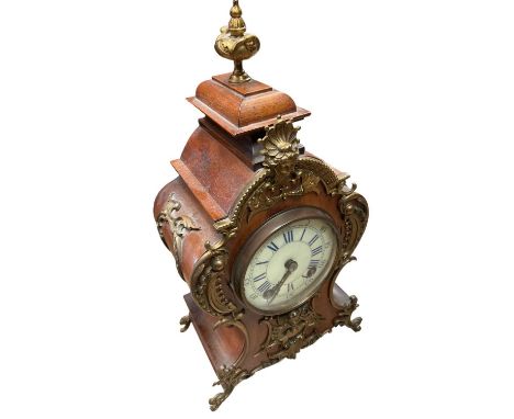 French mantel clock, cartouche form, 35cm high