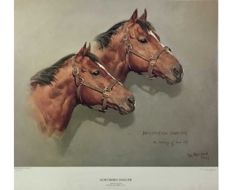 Susan Crawford signed limited edition print - Northern Dancer, 226/250, printed 1987, 61cm x 70cm, in glazed frame