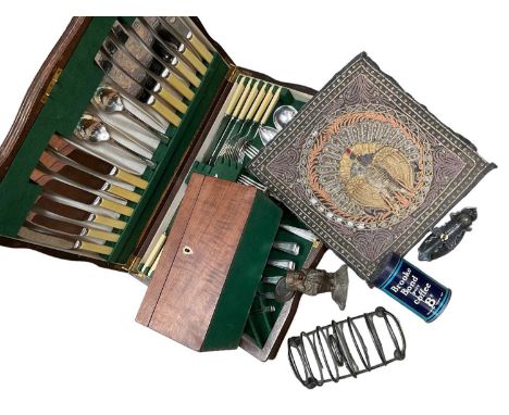 Regency tea caddy and other items