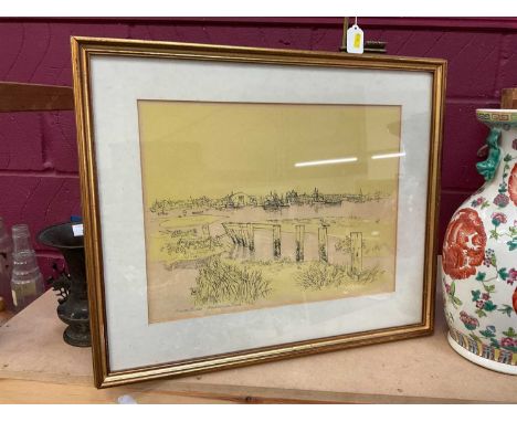Andrew Dodds (1927-2004) signed limited edition lithograph - The Creek at Brightlingsea, 34.5cm x 43cm, in glazed frame