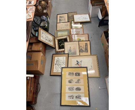 Japanese print, together with etchings, prints and other pictures.