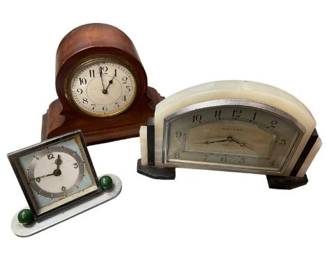 Art Deco onyx clock by Mappin &amp; Webb and two further clocks