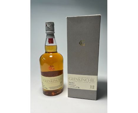 A bottle of The Edinburgh Malt Glenkinchie Single Malt Scotch Whisky, aged 12 years, distilled at the Glenkinchie Distillery 