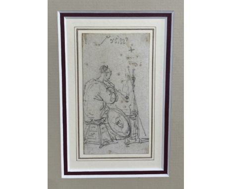 George Chinnery (1772-1852) 'Chinese Shopkeeper Smoking a Pipe', pencil.&nbsp; label on reverse, Martin Gregory Gallery, Lond