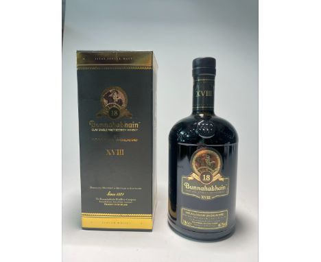 A bottle of Bunnahabhain Islay Single Malt Scotch Whisky XVIII, The Bunnahabhain Distillery Company (est. 1881), aged 18 year
