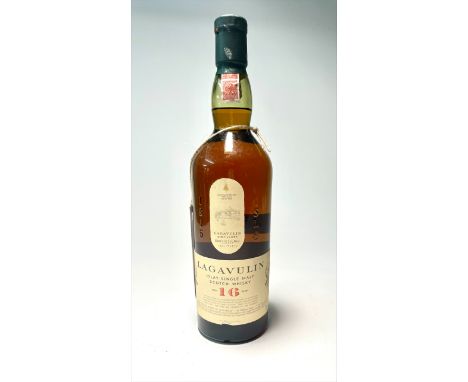 A bottle of Lagavulin Islay Single Malt Scotch Whisky (Lagavulin Distillery est. 1816), aged 16 years, 70cl.