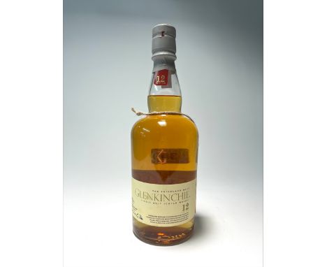 A bottle of The Edinburgh Malt Glenkinchie Single Malt Scotch Whisky, aged 12 years, distilled at the Glenkinchie Distillery 