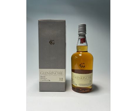 A bottle of The Edinburgh Malt Glenkinchie Single Malt Scotch Whisky, aged 12 years, distilled at the Glenkinchie Distillery 