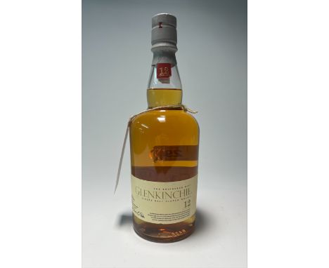 A bottle of The Edinburgh Malt Glenkinchie Single Malt Scotch Whisky, aged 12 years, distilled at the Glenkinchie Distillery 