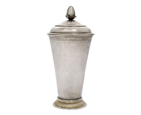 An 18th century Baltic parcel gilt silver beaker with cover, Riga, Michael Kresner the Younger, c.1765 (warden’s mark D, prob