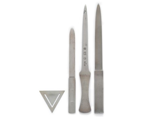 Tiffany &amp; Co. A silver paper knife and bookmark by Tiffany &amp; Co., the paper knife with striated pattern to handle and