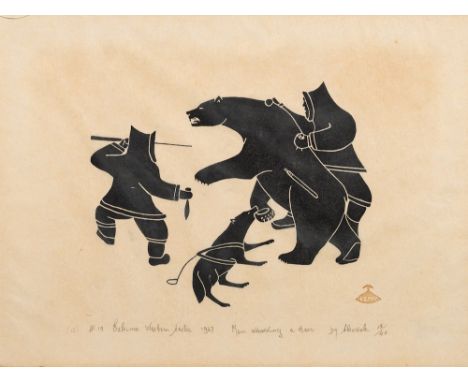 * Patrick Akovak [1944-1976]Man Attacking a Bear; Eskimo Western Artic, 1967,Holman print on papersigned, inscribed and numbe