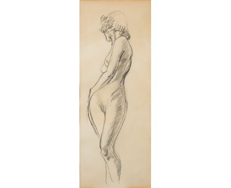 British School [20th century]Standing Nudepencil drawing on paper34.5 x 13.5cm;together with a sepia tone print of two seated