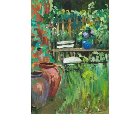 Continental School [20th century]summer gardenbearing signature lower right M...yoil on paper25 x 17cm;together with a pastel
