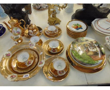 A qty of china, inc. Royal Doulton, Worcester and a gilt German coffee set