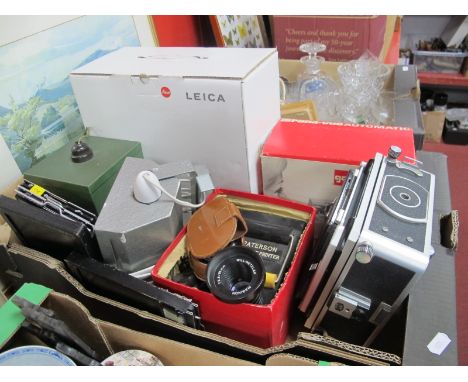 Leica Projector, Pradovit P150 MPP camera, Kodak safelight, Paterson contact printer, Pana-vue Automatic, Weston Master III e