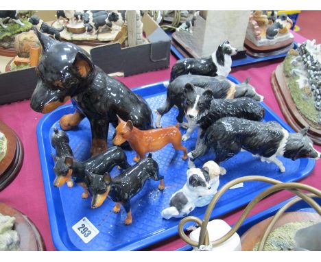 Royal Doulton 'Best Friends' HN3935, three Royal Doulton Border Collie figures, a Goebel puppy and other figures:- One Tray