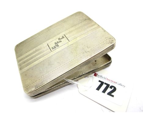 An Art Deco Case, allover engine turned, initialled "SFC", with internal mirror, stamped "835".