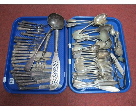 A Part Matched Set of Hallmarked Silver Handled Dessert Knives and Forks; together with a collection of assorted plated cutle