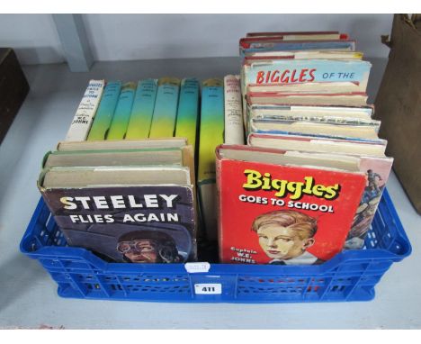 Capt W.E John; Nineteen Biggles Titles, including Biggles Cuts it Fine (1954), Biggles Follows On (1952) Biggles and the Lost