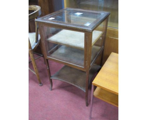 An Edwardian Inlaid Mahogany Bijouterie Cabinet, of square form, 40.5cm, having single drawer, inner shelf, concave undershel