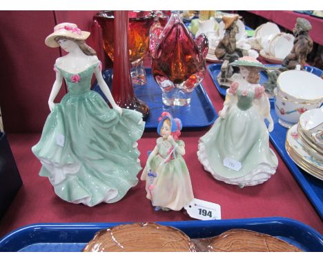 Royal Doulton "Babie" HN 1649 printed and painted marks "Best Wishes HN 3971 and Royal Worcester "Hannah". (3)