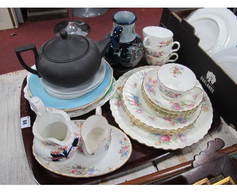 Minton Bone China 'Marlow' Part Tea Set, Wedgwood black basalt teapot etc:- One Tray