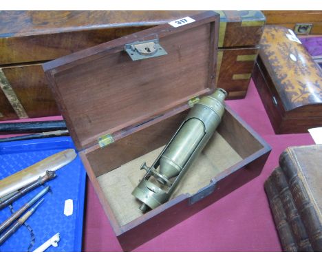 XIX Century Brass Microscope, of cylindrical form, 4.5cm diameter, no visible makers stamp, with screw thread to attach to li