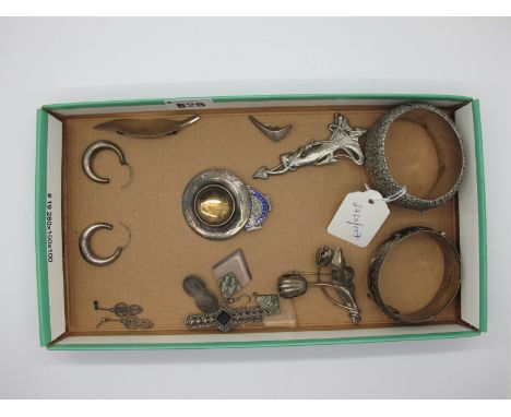 Mexico 925 Stylised Floral Spray Brooch; "Sterling Silver" leaf brooch, Kalevala Koru Swedish Brooch stamped "925", Danish cl