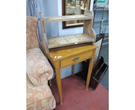 XIX Century Satinwood Side Table, with pine top, 50cm wide, pine shelf. (2)