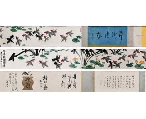 A Chinese Hand Scroll Painting By Wu Zuoren 32 x 352cm
