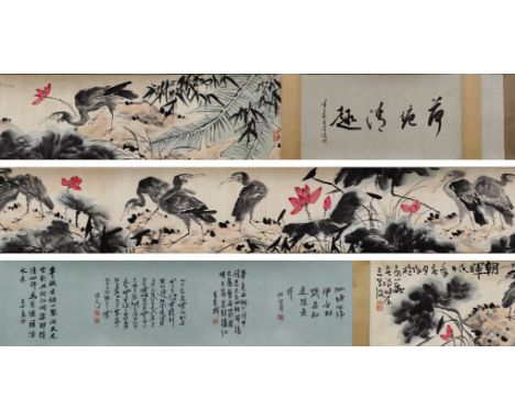A Chinese Hand Scroll Painting By Li Kuchan 33 x 352cm