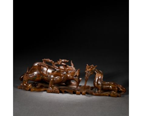A Chinese Carved Jade Mythical Beast Decoration Han Dynasty H 8.5cm; L 31.5cm; 1.1kg