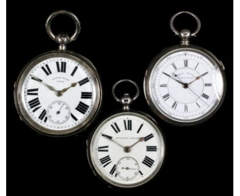 An Edward VII silver cased open faced full plate fusee lever pocket watch by Harris Stone of Leeds, No. 7647, the white ename